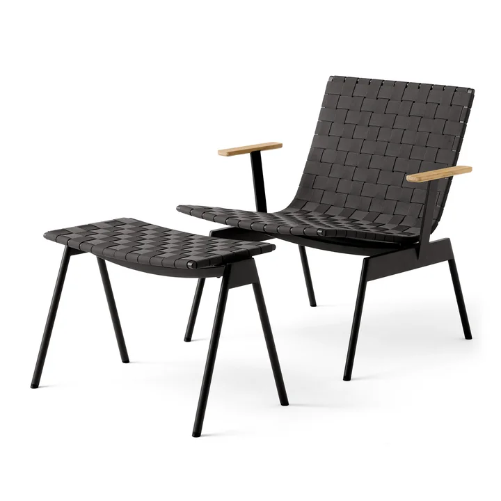 & Tradition - Ville AV45 Outdoor Lounge Chair avec accoudoirs et AV46 Outdoor Tabouret de pied