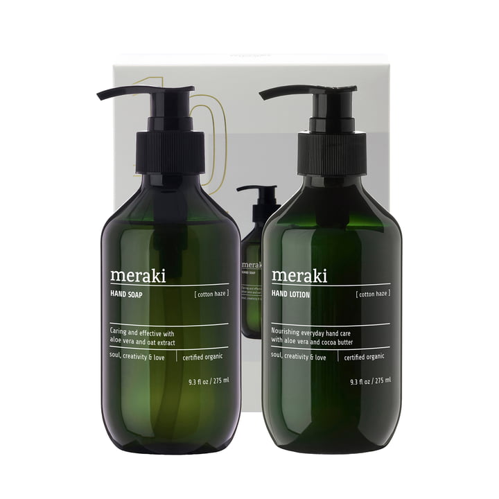 Meraki - Coffret cadeau Simple Hand Care, savon pour les mains Cotton Haze & Lotion pour les mains, 275 ml (lot de 2) (10th Anniversary Edition)