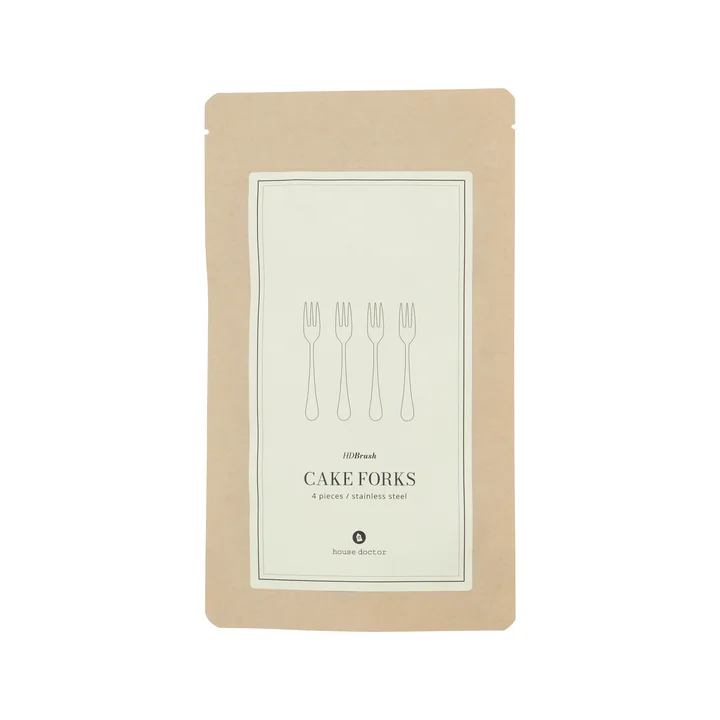 House Doctor - Brush Fourchette à gâteaux, argent-finish (set de 4)