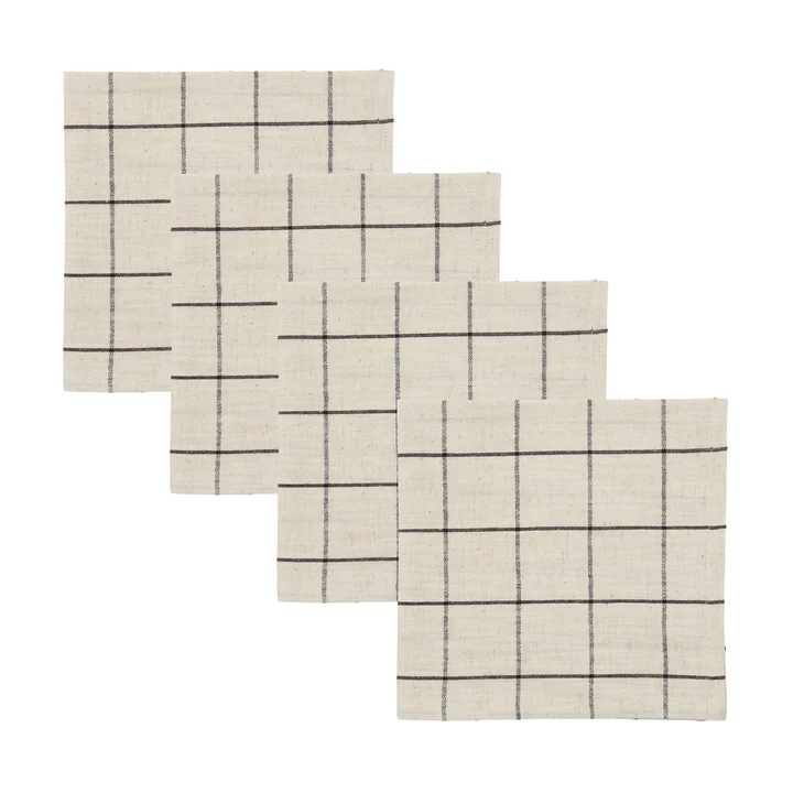 House Doctor - Join Serviettes, noir / blanc cassé (jeu de 4)