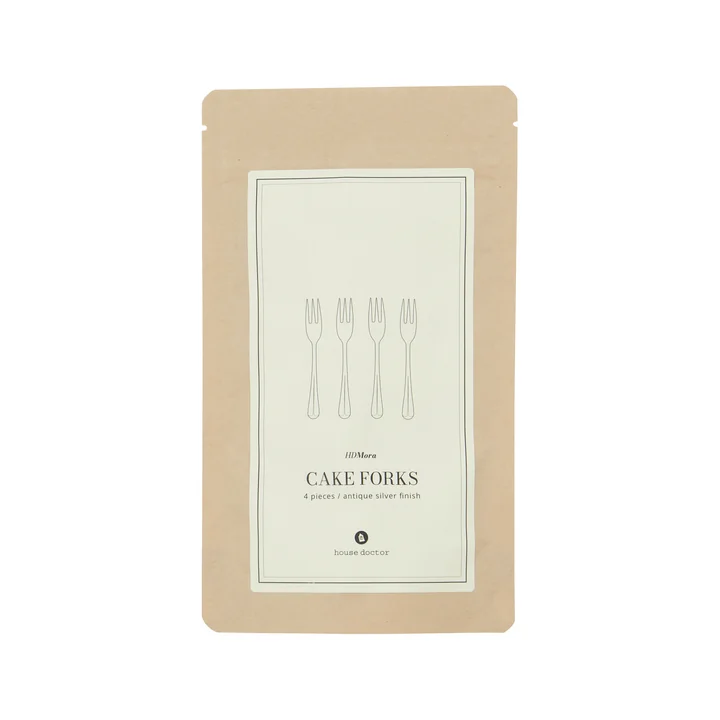 House Doctor - Fourchette à gâteau Mora, argent-finish (set de 4)