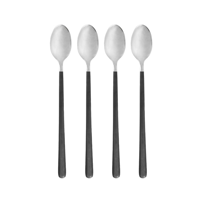 House Doctor - Cuillère Ox, longue, noir / argent (set de 4)