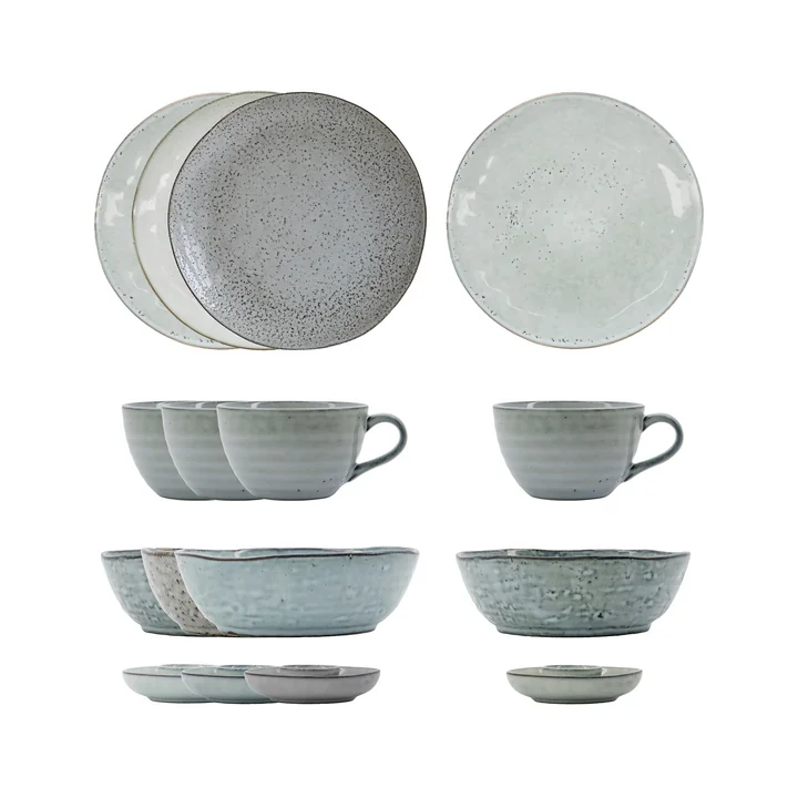 House Doctor - Rustic Set de brunch, gris (16 pièces)