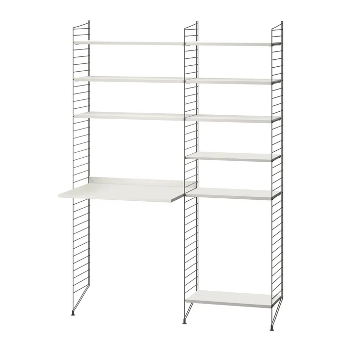 String - Combinaison de postes de travail, 140 x 200 x 30 cm, blanc / gris foncé