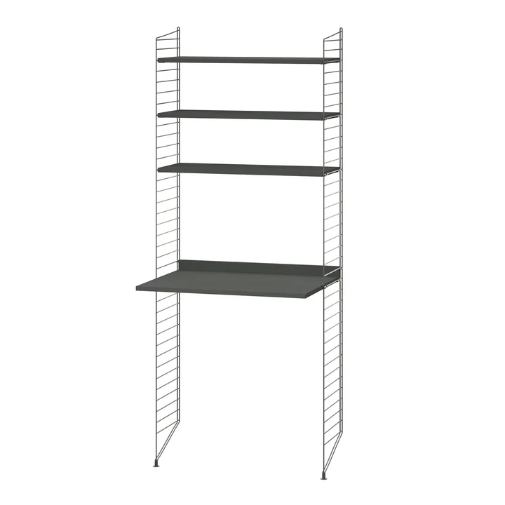 String - Combinaison de postes de travail, 78 x 200 x 30 cm, gris foncé / gris foncé