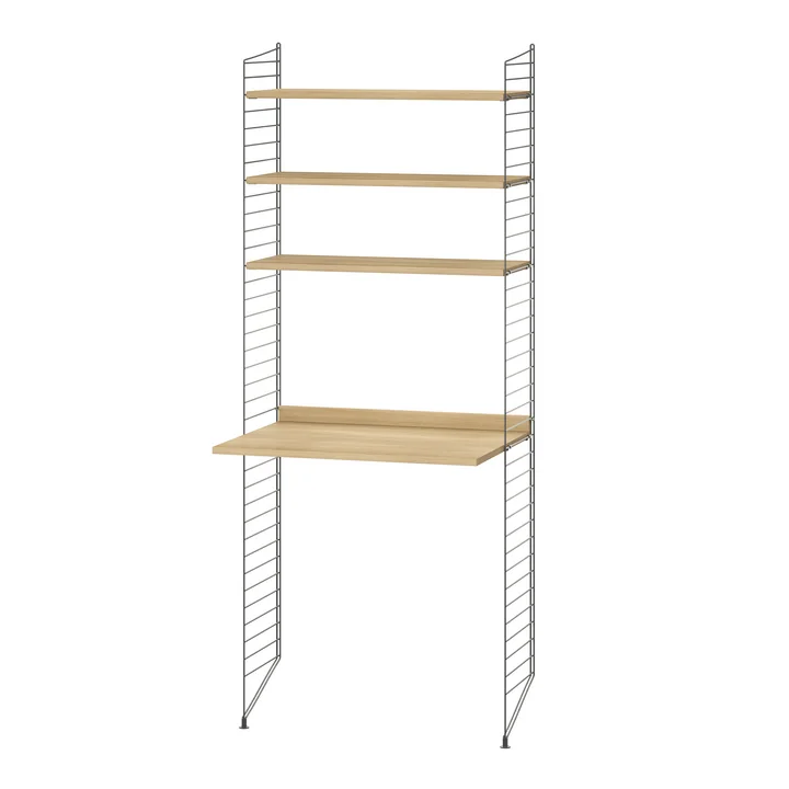 String - Combinaison de postes de travail, 78 x 200 x 30 cm, chêne / gris foncé