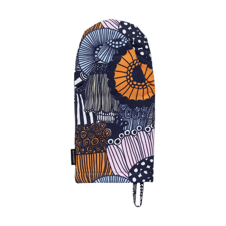 Pieni Siirtolapuutarha Gant de four, blanc / jaune clair / orange / bleu clair (printemps/été 2025) de Marimekko