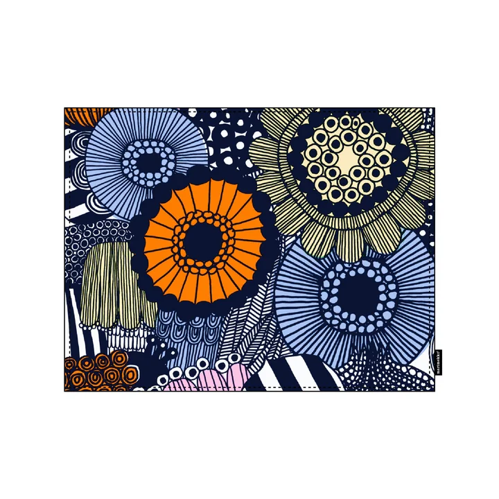 Pieni Siirtolapuutarha set de table, 31 x 42 cm, blanc / jaune clair / orange / bleu clair (printemps/été 2025) de Marimekko
