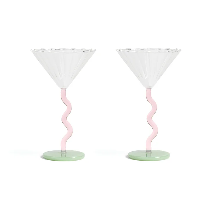 & klevering - Coupe Curve Verre à cocktail, rose (set de 2)