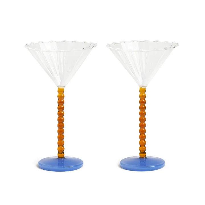 &amp; klevering - Coupe Perle Verre à cocktail, caramel (set de 2)