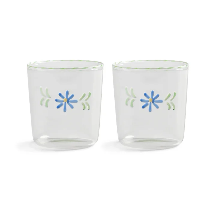 & klevering - Flora Verre à boire 300 ml, bleu (set de 2)
