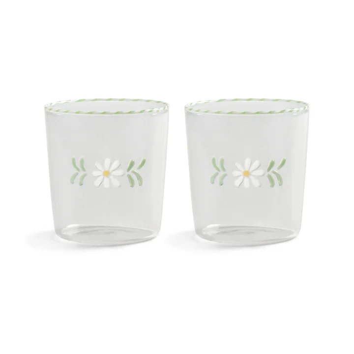 & klevering - Flora Verre à boire 300 ml, blanc (set de 2)
