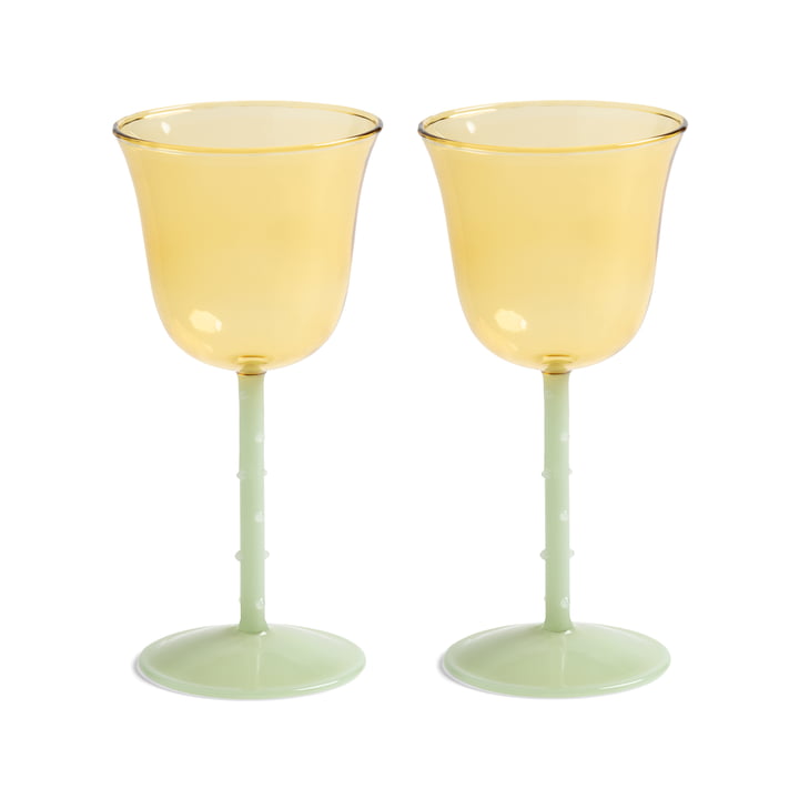 & klevering - Dot Verre à vin 180 ml, jaune (set de 2)