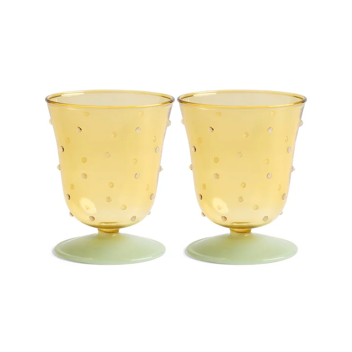 & klevering - Dot verre 200 ml, jaune (set de 2)