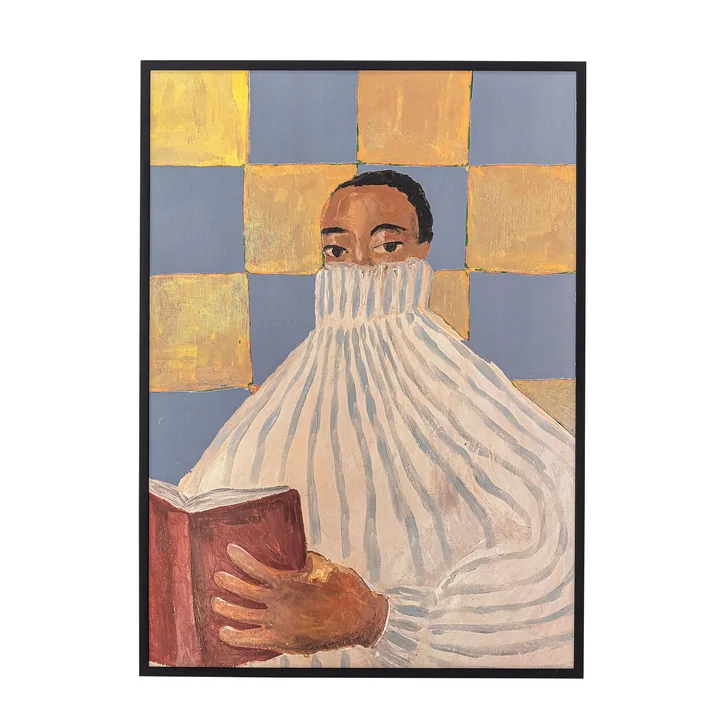 Bloomingville - Filicia tableau mural avec cadre, 52 x 72 cm, multicolore