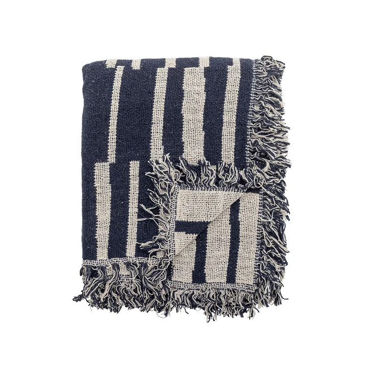 Bloomingville - Frankie Couverture, 130 x 160 cm, bleu