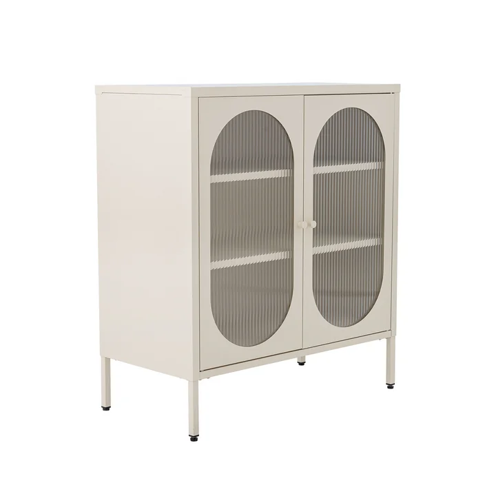Bloomingville - Salvo Cabinet avec portes en verre, 80 x 90 x 40 cm, naturel