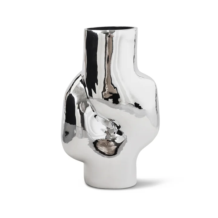 HKliving - Gleam Vase en verre high, chrome