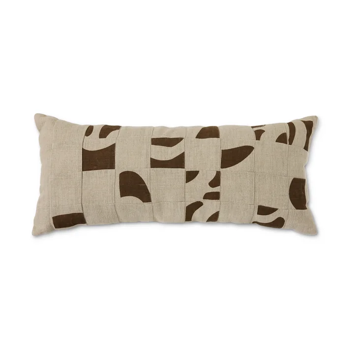 HKliving - Natural Patched Coussin, 70 x 30 cm, beige / marron