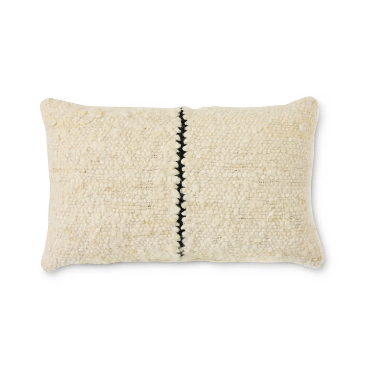 HKliving - Natural Coussin en laine, 50 x 30 cm, rayé