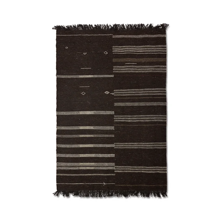 HKliving - Striped Kelim Tapis en laine, 150 x 240 cm, marron