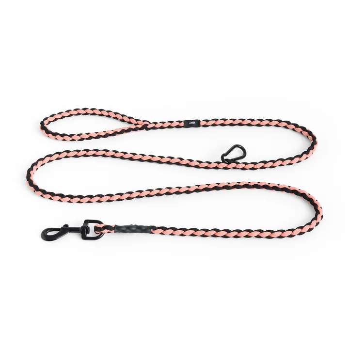 HAY - Dogs Laisse de chien, tressée, réglable, rose / noir