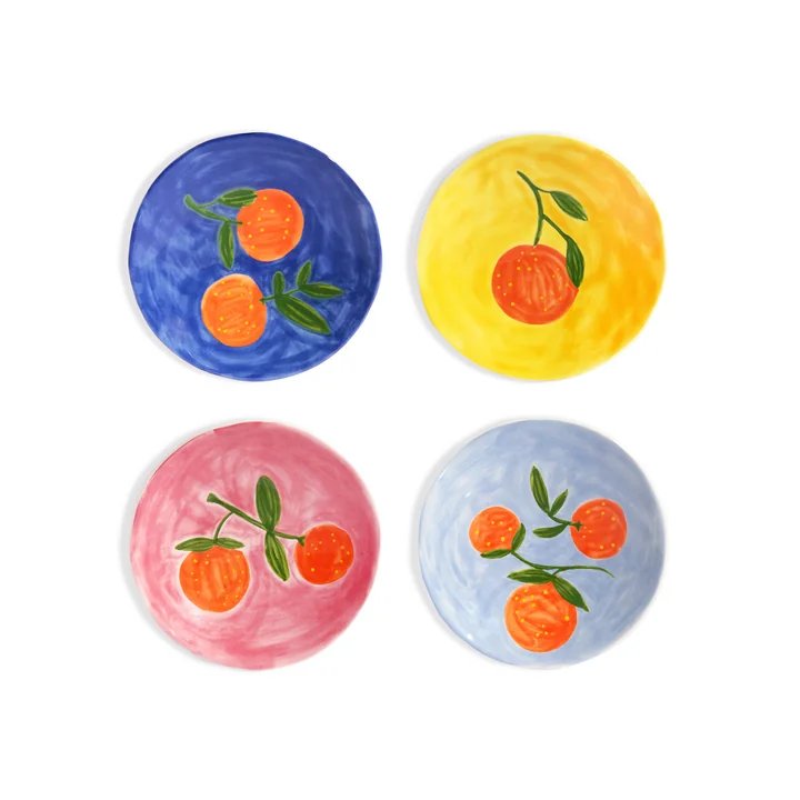 & klevering - Assiette orange, Ø 16 cm, multicolore (set de 4)