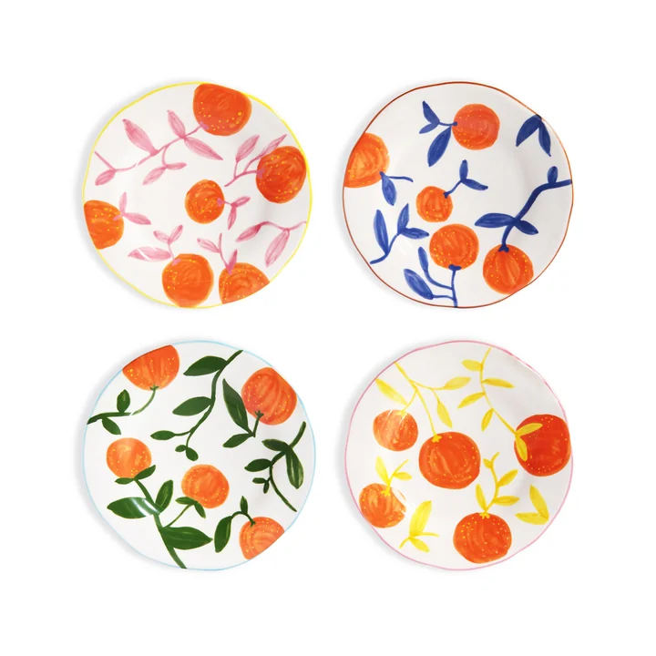 & klevering - Assiette orange, branche, Ø 22 cm, multicolore (lot de 4)