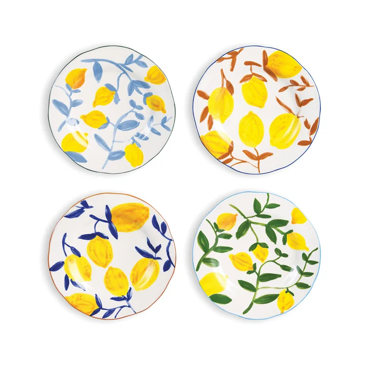 & klevering - Lemon Assiette branche, Ø 22 cm, multicolore (set de 4)