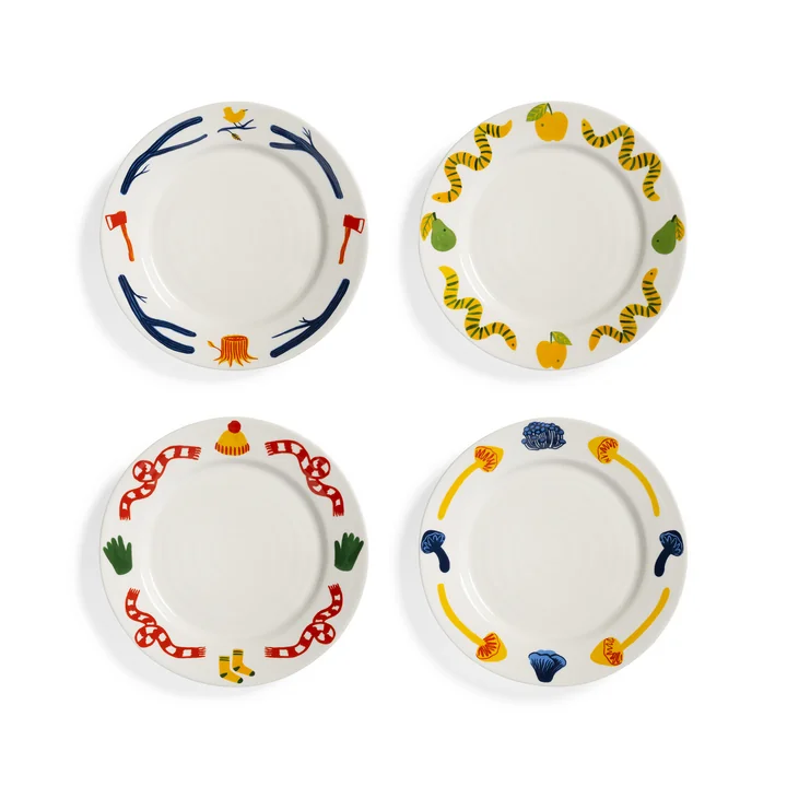 & klevering - Haines Assiette, Ø 22 cm, multicolore (set de 4)