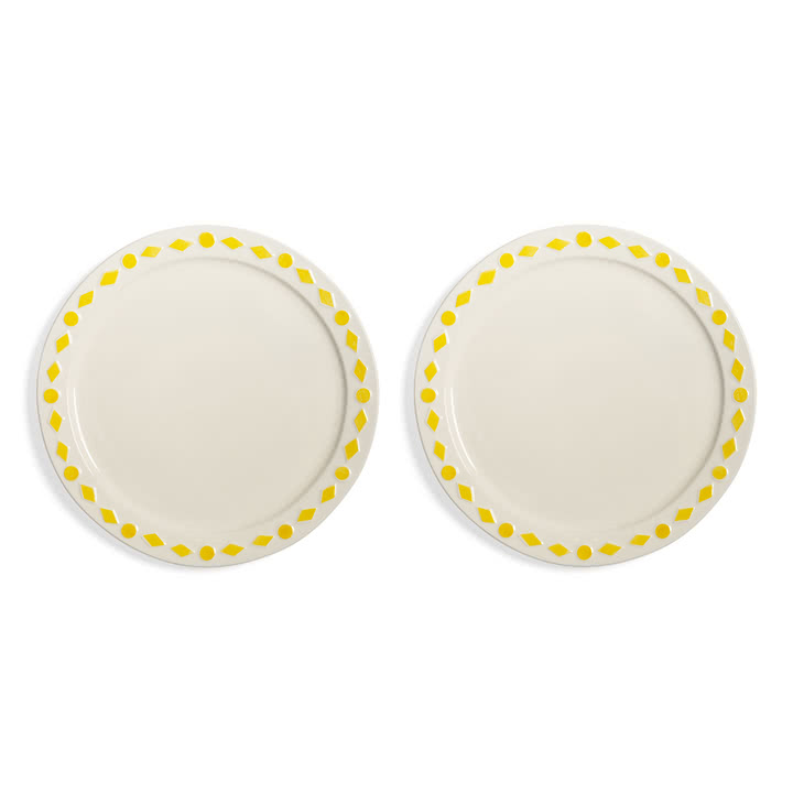 & klevering - Folk Assiette, Ø 27,5 cm, jaune (set de 2)