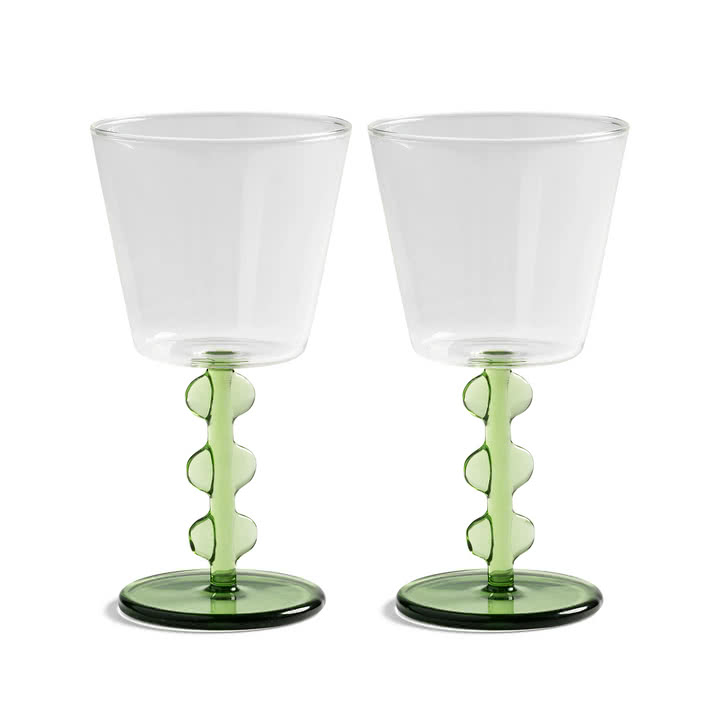 & klevering - Petal Verre à vin, 0,2 L, vert (set de 2)