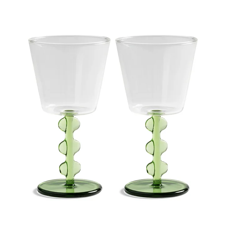 & klevering - Petal Verre à vin, 0,2 L, vert (set de 2)