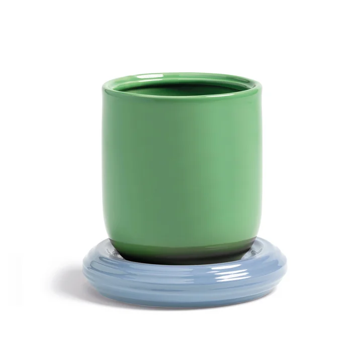& klevering - Churros Pot de fleurs, Ø 14,5 x 15 cm, vert / bleu