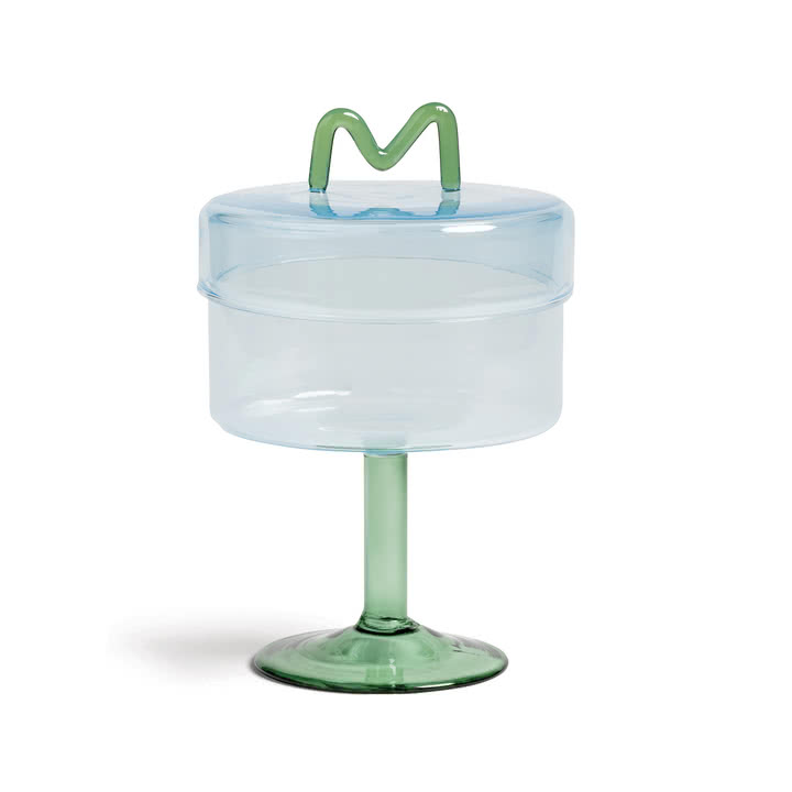 & klevering - Flow Verre de rangement, Ø 13 x 17 cm, bleu / vert