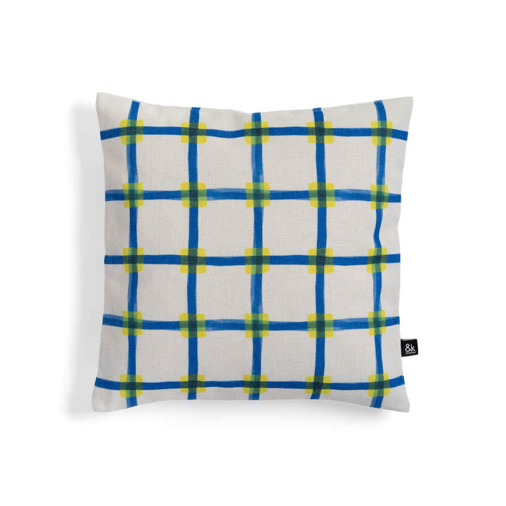 & klevering - Clash Coussin 40 x 40 cm, bleu / jaune