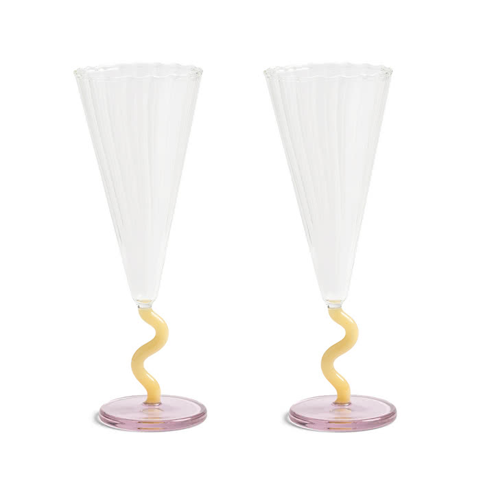 & klevering - Flute Flûte à champagne curve, 0,18 L, caramel (lot de 2)