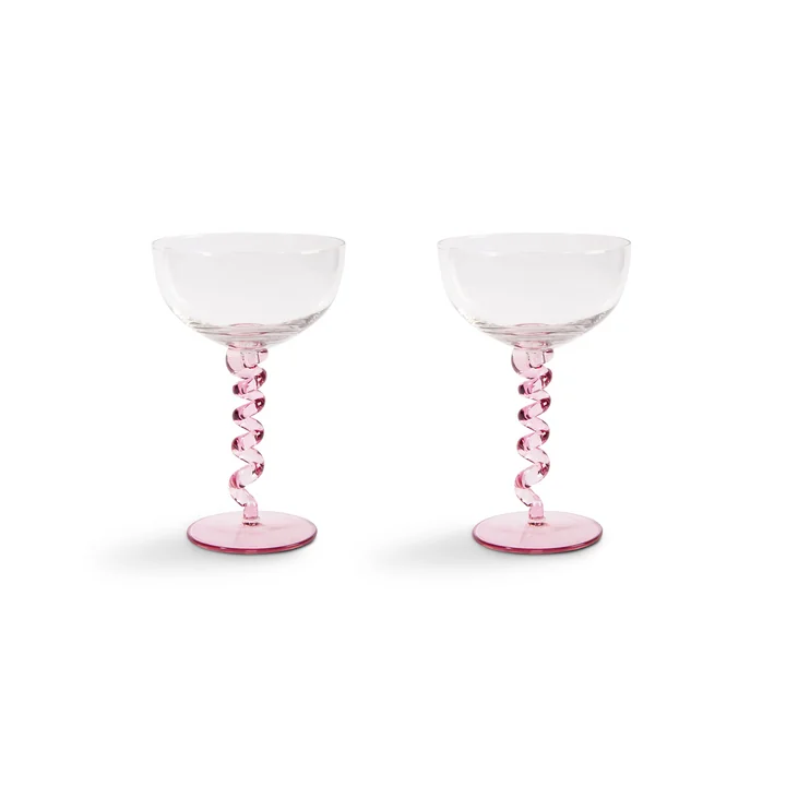 & klevering - Coupe Spiral Flûte à champagne, 0,2 L, rose (lot de 2)