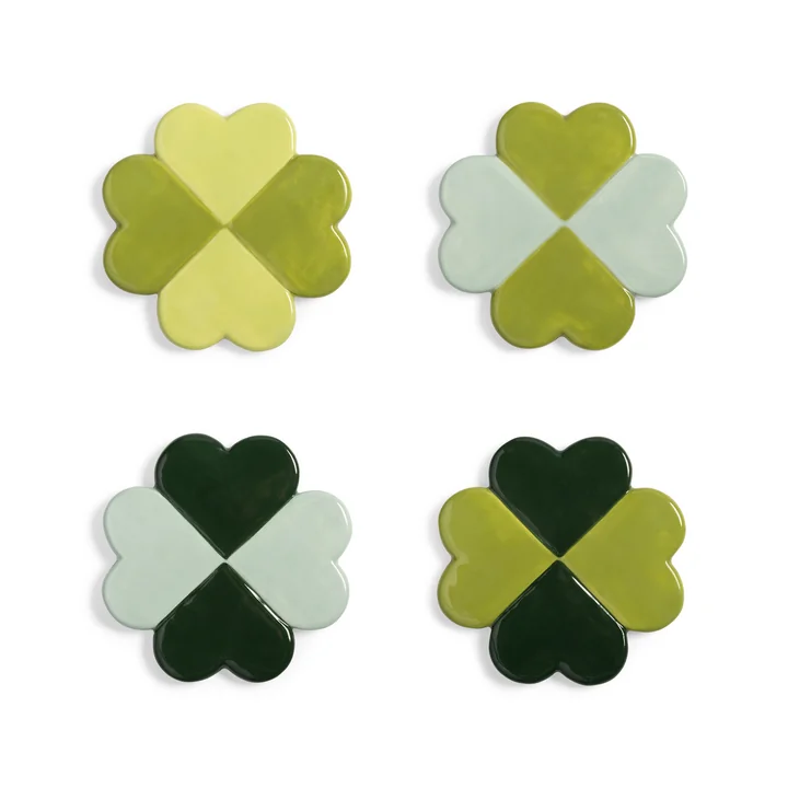 & klevering - Lucky Clover dessous de verre, Ø 10 cm, vert (set de 4)