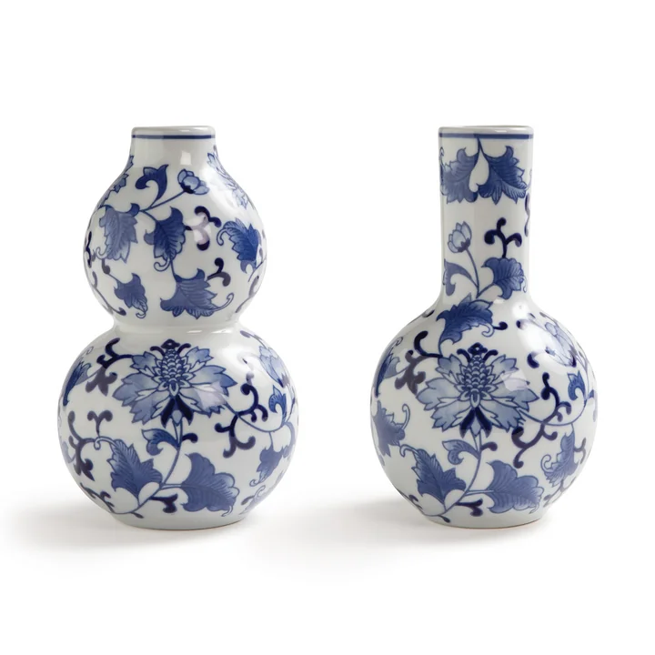 & klevering - Dutch Delight Vase 20 x Ø 12 cm, bleu / blanc (set de 2)