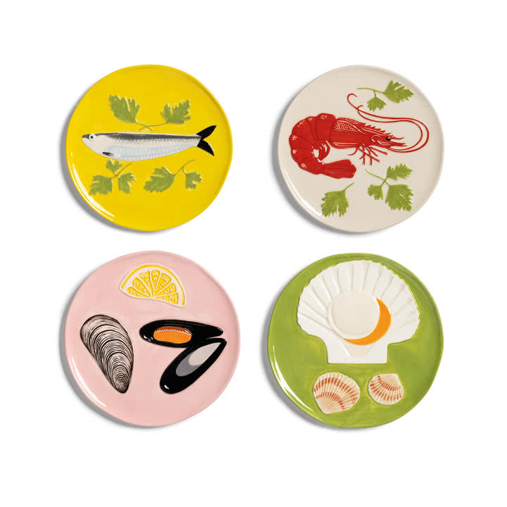 & klevering - De la mer Assiette Ø 16 cm, multi (set de 4)