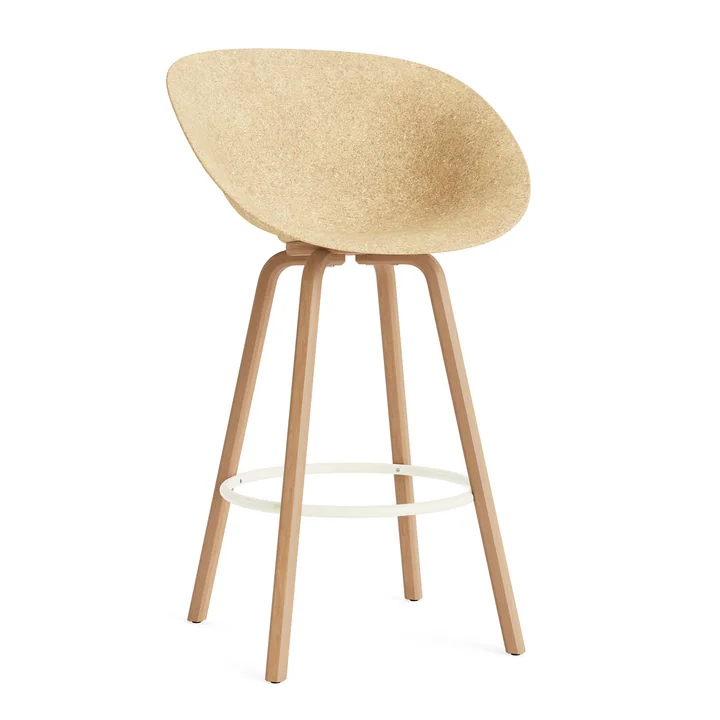 Normann Copenhagen - Mat chaise de bar avec accoudoirs 75 cm, hemp /cream