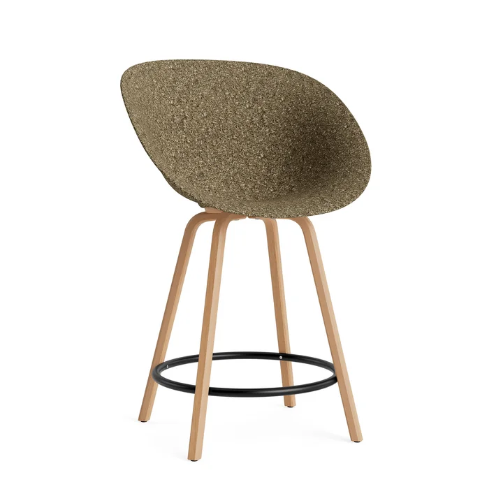 Normann Copenhagen - Mat chaise de bar avec accoudoirs 65 cm, seaweed / noir