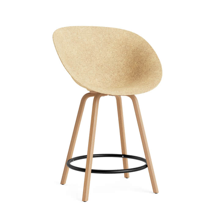 Normann Copenhagen - Mat chaise de bar avec accoudoirs 65 cm, hemp / noir
