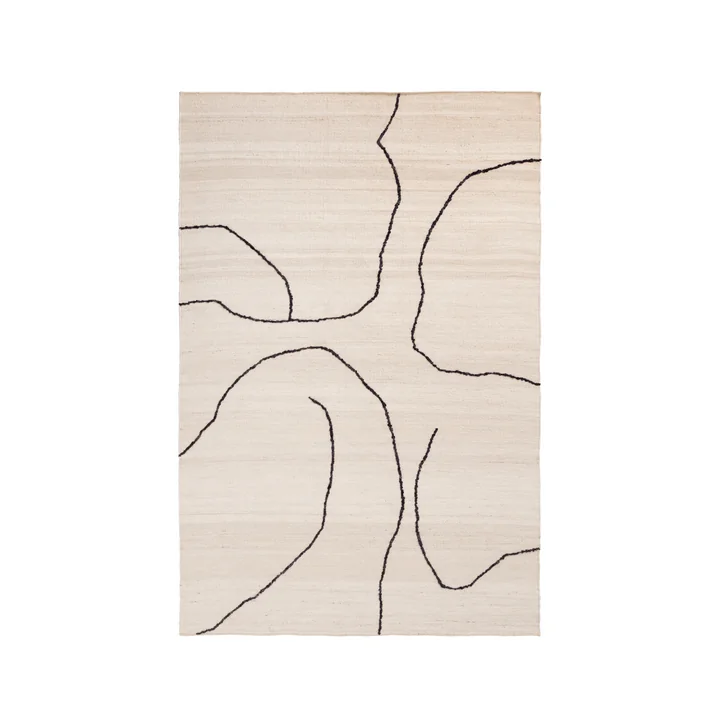Ferm Living - Tapis de jute Gesso, 170 x 240 cm, blanc cassé / fig. foncé