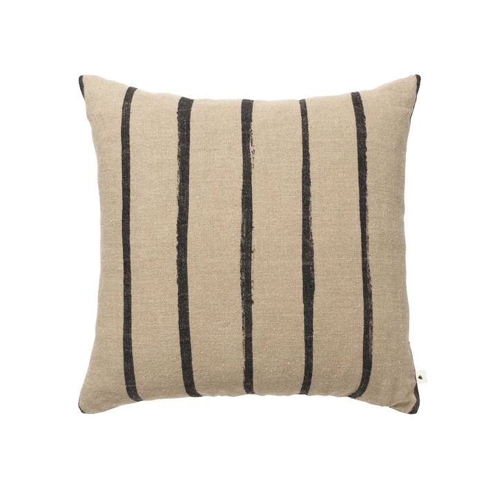 Ferm Living - Oleo Coussin, 50 x 50 cm, lin naturel / noir