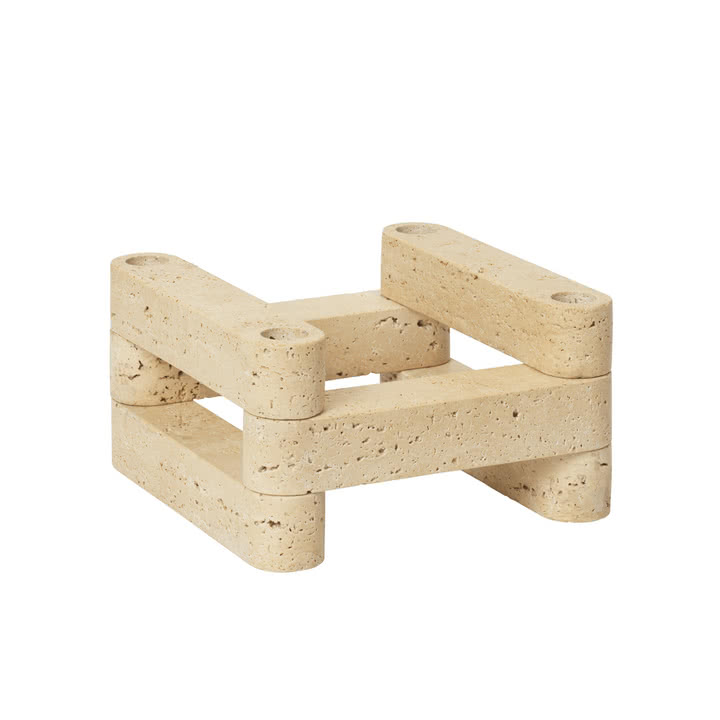 Ferm Living x Utzon - Newel Modular bougeoir, travertin (set de 6)