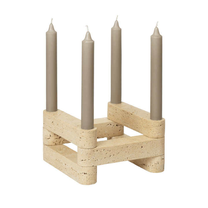 Ferm Living x Utzon - Newel Modular bougeoir, travertin (set de 6)