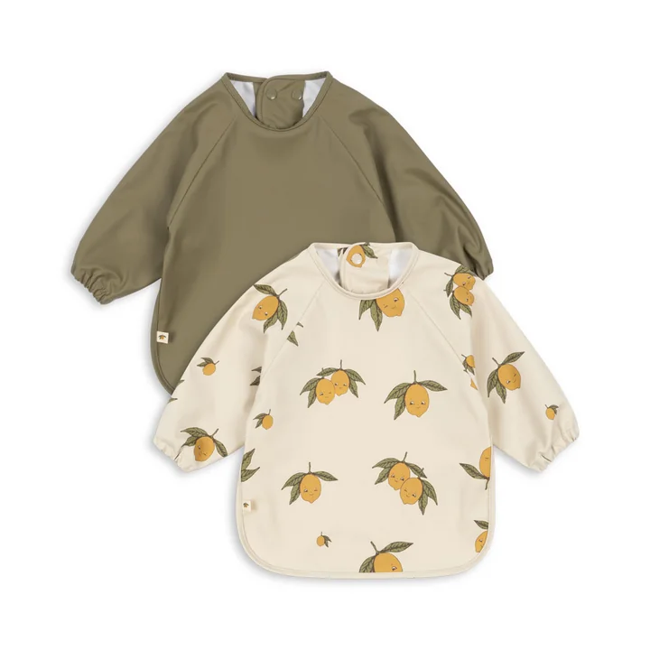 Konges Sløjd - Bavoirs avec manches, sweet and sour / aloe (lot de 2)