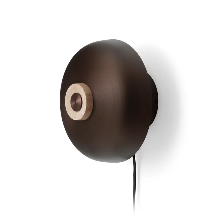 Audo - Reverse LED Applique murale, Ø 24 x H 15,5 cm, laiton bruni / pierre de travertin